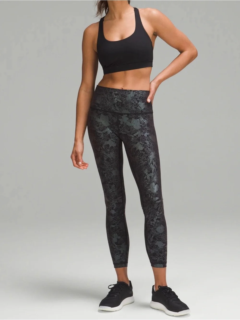Lululemon Wunder Under Foil Floral Embossed Leggings 25” NWOT